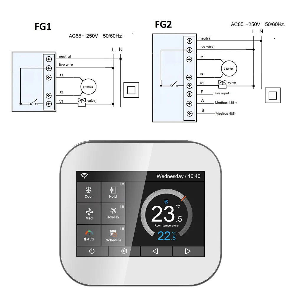 Thermostat intelligent 0-10V, contrôle via application WiFi, Programmable quotidiennement, 2 tuyaux, thermostat intelligent, 0/10V