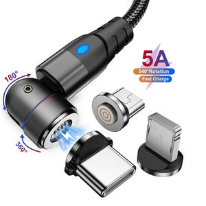 Hızlı şarj cep telefonu mıknatıs şarj mikro USB tip C manyetik veri kablosu Iphone Android standart örgü için 540 döndür 5A - Product Image 1