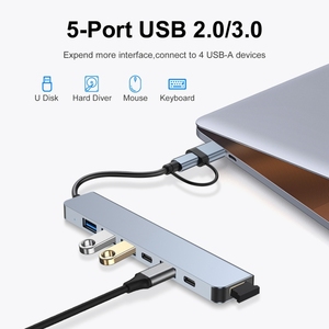 便携式7合1 USB 3.0和Type-C/usb-c转USB 3.0 2.0集线器适配器扩展坞 - Product Image 6