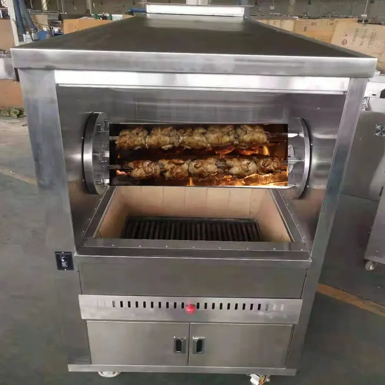 Estructura fuerte máquina automática de parrilla de carbón barbacoa asador de pollo parrilla