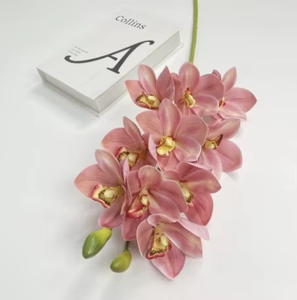 جودة عالية 10 رؤوس مصنوعة يدويا اللاتكس الاصطناعي لمسة حقيقية أبيض وردي سيمبيديوم زفاف عيد الأم المنزل - Product Image 6