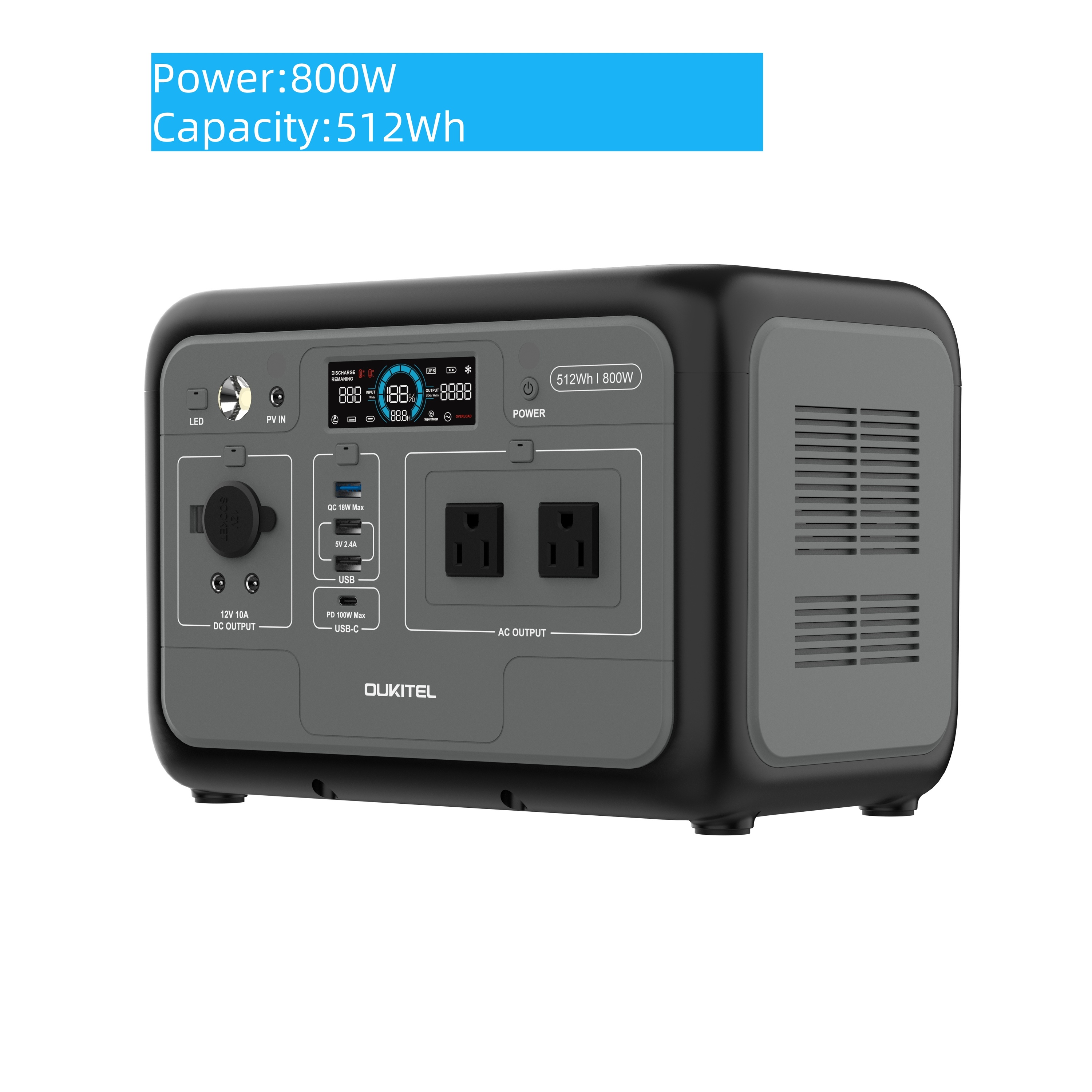 800W/512Wh