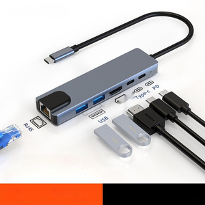 6IN1 <strong>Type</strong> <strong>C</strong> <strong>Adapter</strong> Ethernet Pd Port USB3.0+USB2.0+100mpb Rj45+HDTV +PD+data Transfer RJ45 Ethernet <strong>Usb</strong> <strong>c</strong> Hub