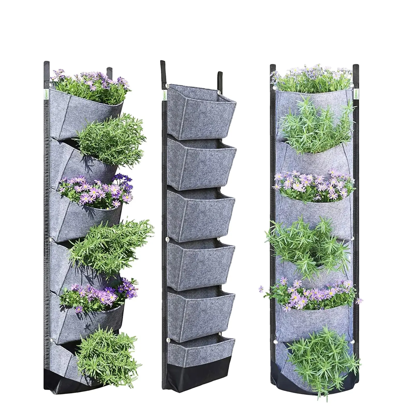 6 tasche fioriera da giardino verticale a parete piantare fiori Grow Bag verdura frutta pianta vaso casa giardino forniture 107x30cm