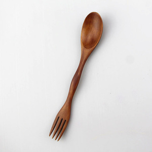 Kolaylık ahşap çatal-bıçak takımı Set 2 in <span class=keywords><strong>1</strong></span> çatal ve kaşık kullanımlık sofra takımı Spork