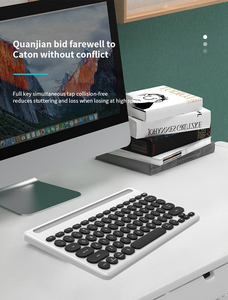 Precio barato 78 teclas Mini portátil ultrafino recargable modo dual inalámbrico BT teclado con ranura para Tablet PC y teléfono - Product Image 6