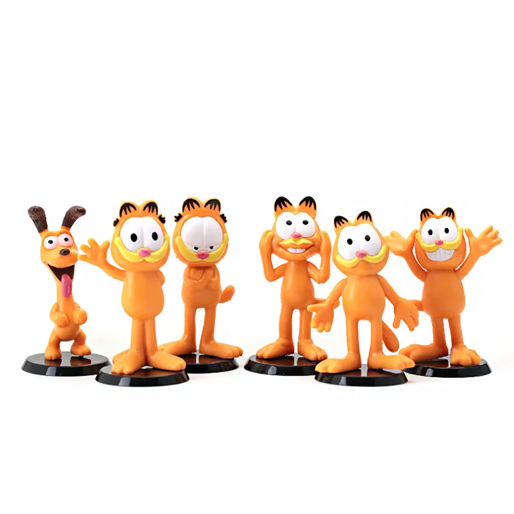 Juego de figuras de acción de anime personalizadas de fábrica OEM Dihua, figura de acción de gato Garfield, minijuguete de plástico