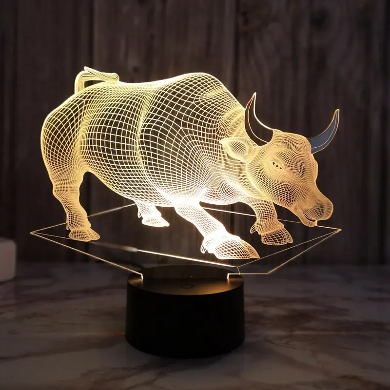 Di natale Forma di Animale 3D Illusione Ottica di Colore Della Lampada Sostituzione 3D HA CONDOTTO LA Luce di Notte Per La Decorazione Di Natale