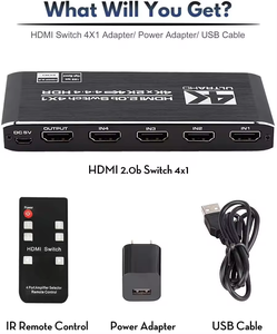 V2.0 4X1HDMIスイッチ3D4 K * 2K @ 60Hz 4K 60Hz 4x1 HDMI2.0bスイッチャーセレクターは、リモートコントロール自動スイッチでHDCP2.2をサポートします - Product Image 6