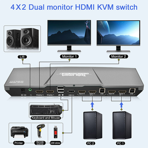 TESmart会議機器Tesmart4x2スイッチ4kコンピューターデュアルモニターPCHdmiKvmスイッチ - Product Image 5