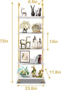 מודרני 5 שכבות סולם גבוה ספר ברזל פתוח עם קיר הר עומד מדף ספרים רהיטי סלון - Product Image 2