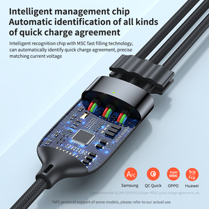 สายชาร์จ2024ข้อมูลอย่างรวดเร็ว afc/fcp/scp/qc/vooc สำหรับ iPhone Android Micro Type-C สายชาร์จ3 in 1 - Product Image 4
