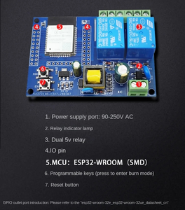 AC220V Netzteil ESP32 Wifi BT Dual Relay Modul ESP32 Sekundärent wicklung karte - Product Image 5