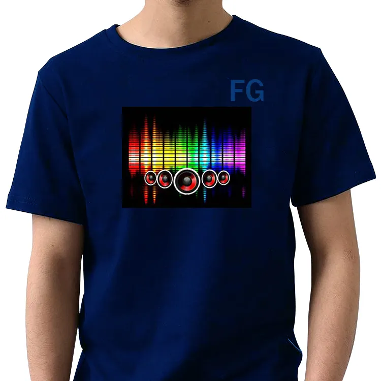 Großhandel Sound Aktiviert LED T-shirt leuchten shirts Blink Mode EL LED T-Shirt