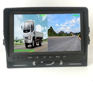 Actory-monitor LCD TFT de 7 pulgadas, pantalla dividida de 1024x600 IPS AHD con 2 puertos macho BNC de dos vías y bucle de tarjeta SD de 128G