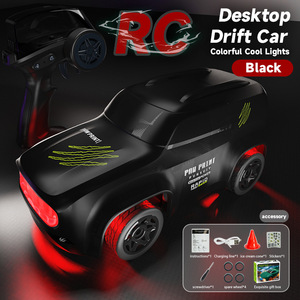 Q197 Mini masaüstü Drift RC araba 1/64 ölçekli RC Model 6 işık renkleri uzaktan kumanda ve araba entegre uzaktan kumanda sürüklenme araba - Product Image 6