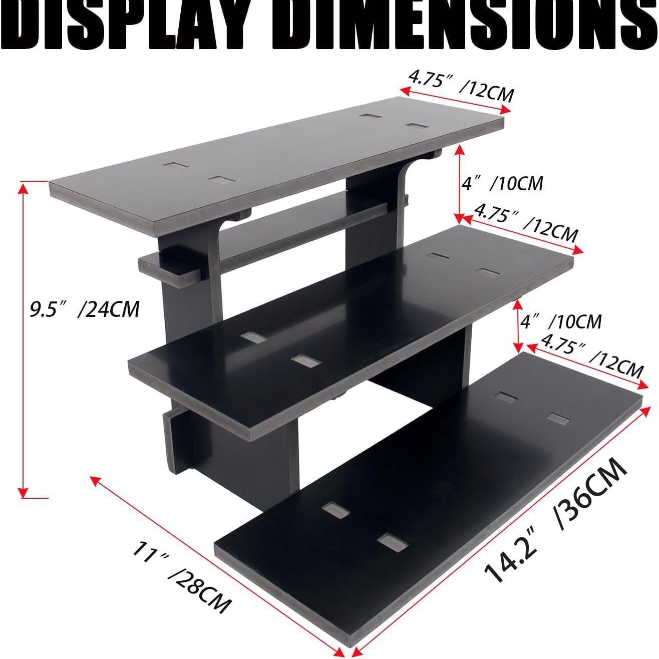 Black three-tier display rack