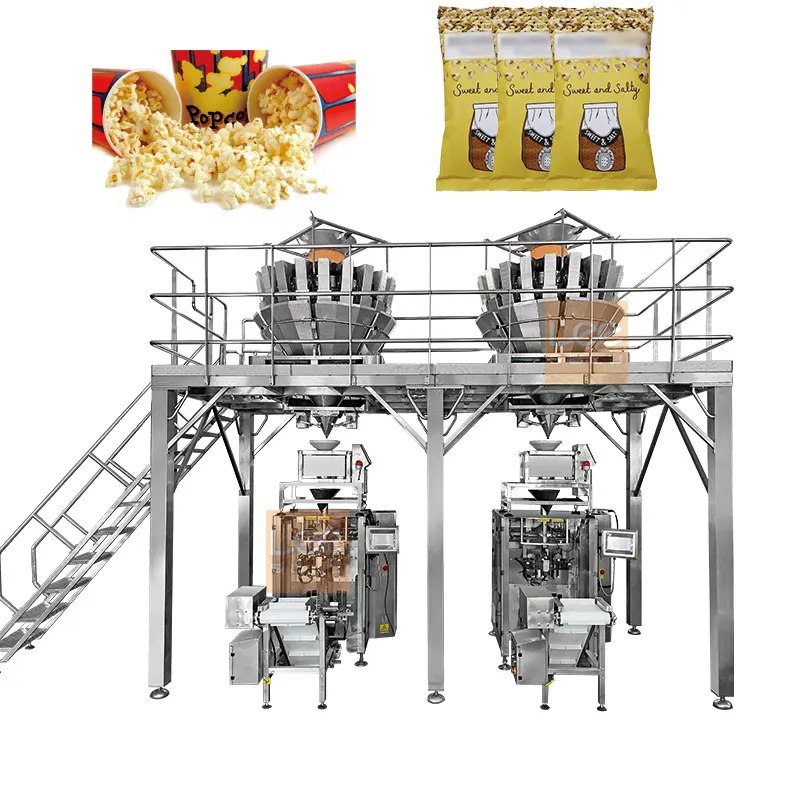 Otomatik patates cipsi paketleme makinesi paketli atıştırmalık gıda ağırlık dikey paketleme aperatif makinesi