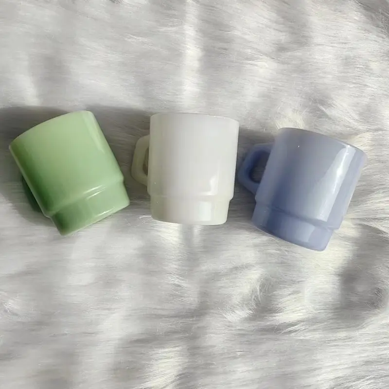 Solhui American retro jade glass milk mug creative stacked glass water cup