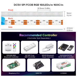 FCOB SPI RGB IC LED ışık şerit DC5V benzer WS2812B ayrı adresli WS2812 160 LEDs akıllı piksel sihirli FOB COB lambası - Product Image 3