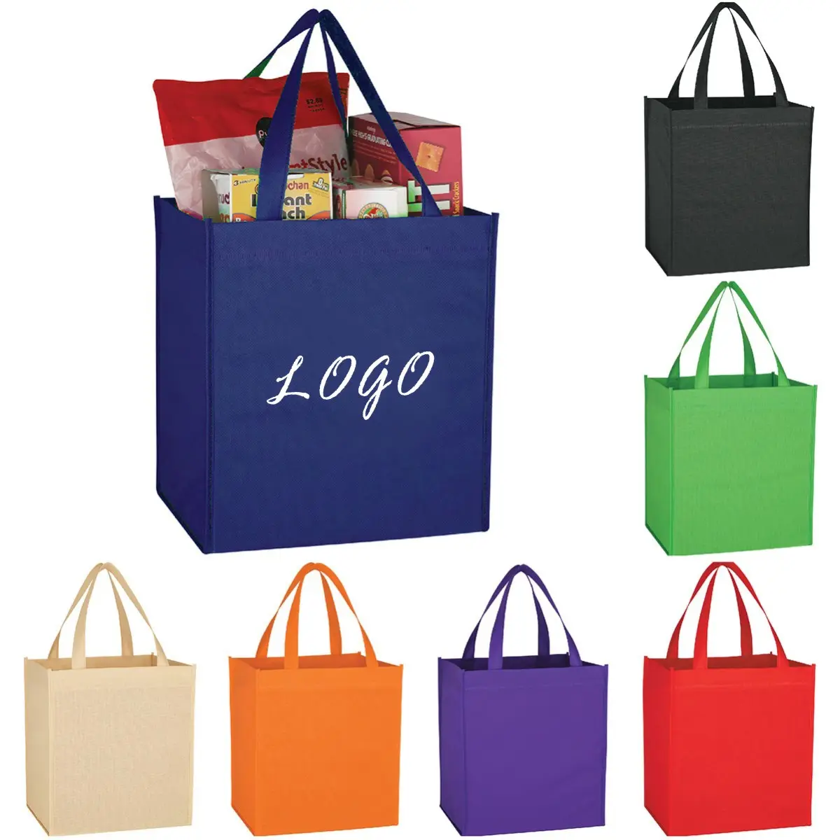 Commercio all'ingrosso promozionale eco pp sacchetto non tessuto stampato tote shopping bag riutilizzabile stampabile della spesa non tessuto borse per la spesa con logo