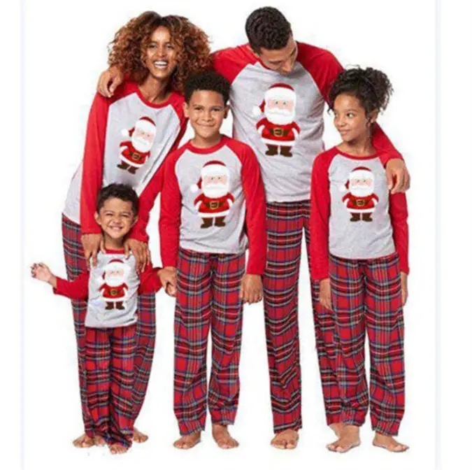 أزياء شتوية للرجال والنساء والأطفال والفتيات الصبيان مجموعة ملابس نوم للأطفال بدلات رياضية حمراء لعيد الميلاد بيجامات ملابس عائلية متطابقة