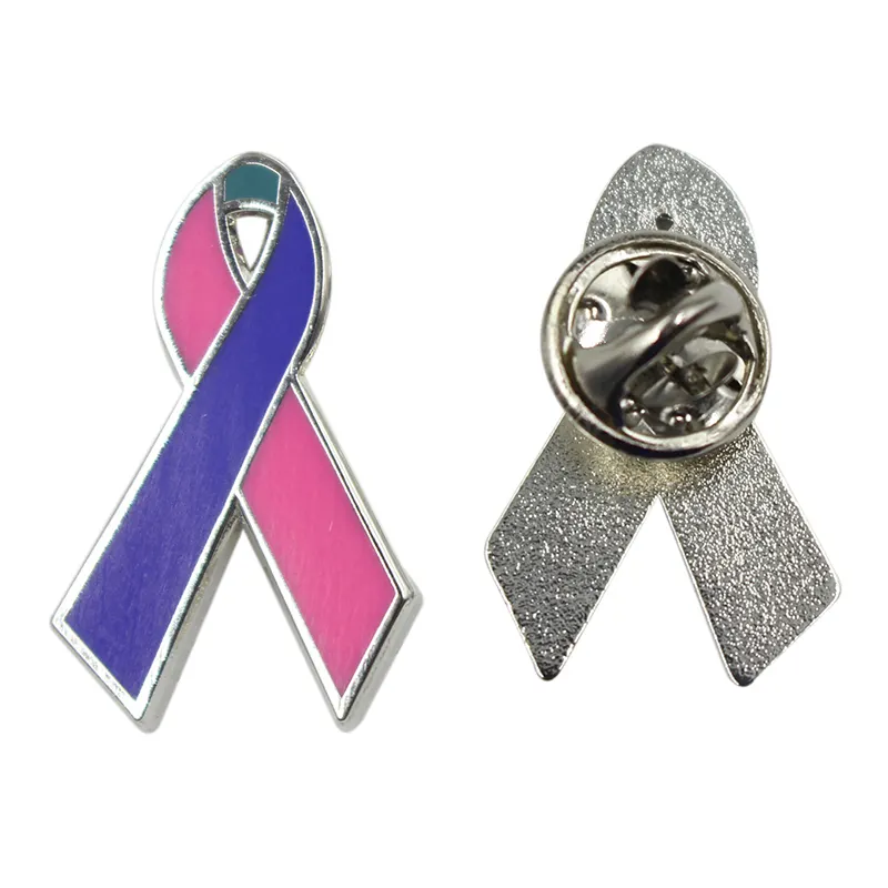 Commercio all'ingrosso Cancer Awareness Duro Morbido Smalto Pin Distintivo In Metallo Nastro Spille In Colori