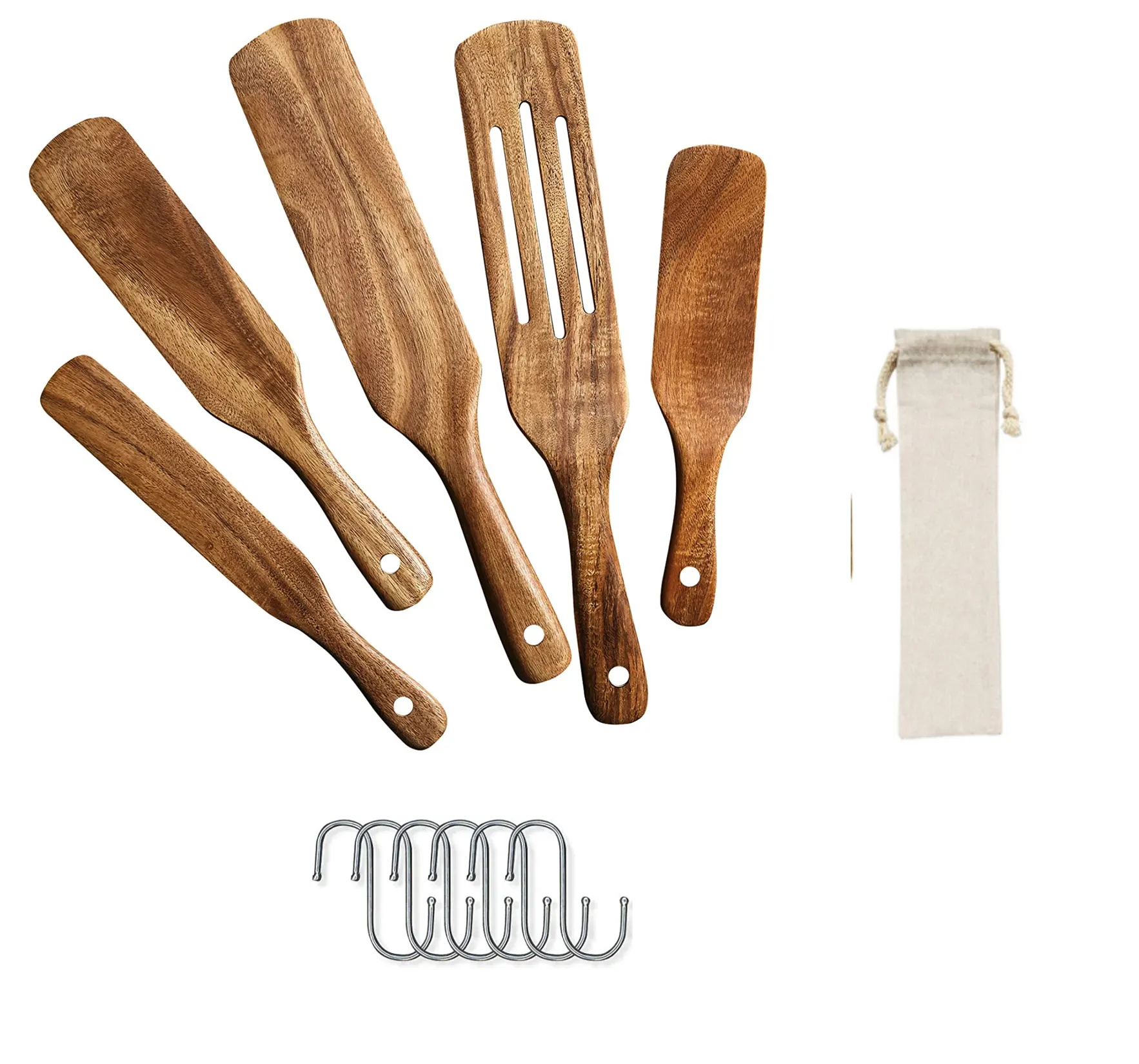 나무 Spurtles 4, 비 스틱 식기 도구 내구성 천연 나무 슬롯 교반 주걱 주방 조리기구 요리