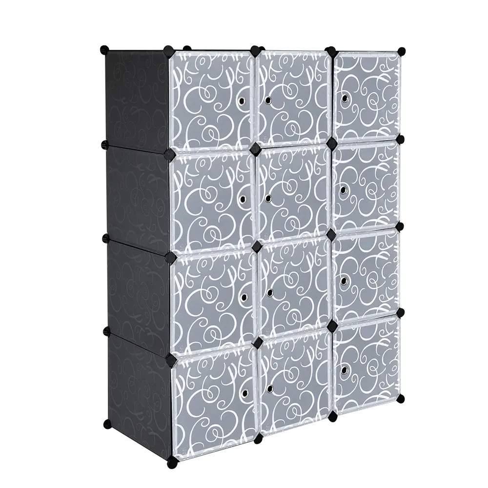 Penderies en plastique 12 Cubes pour le rangement, lot de 2, organisateur, placard, étagère, avec portes, à poser soi-même