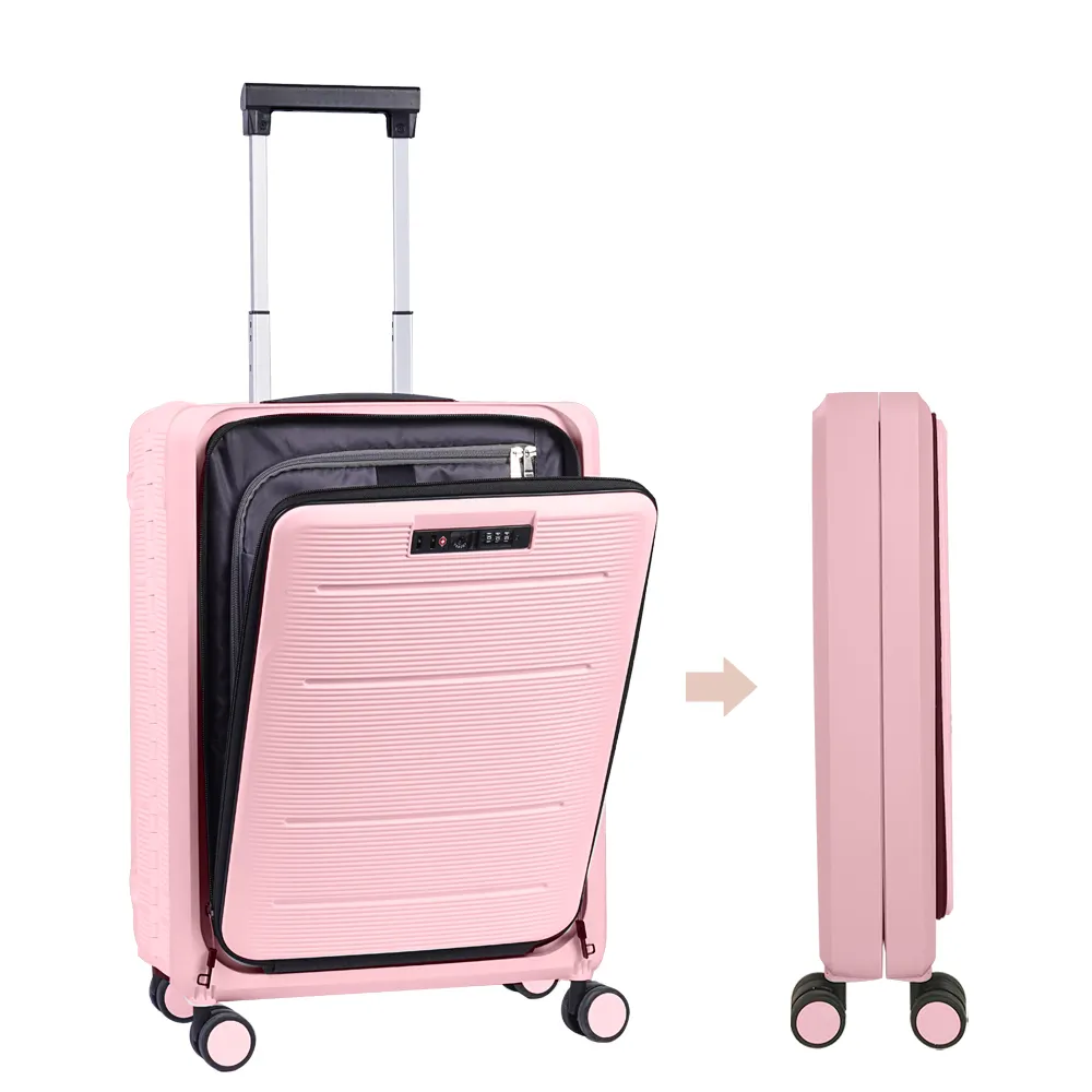 PP 20 inch business travel luggage with laptop bag folding spinner wheeled suitcase hot selling trolley luggage bag