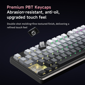 Membrana impermeable desmontable con cable de 98 teclas Teclado de sensación mecánica Luz RGB PBT Carácter lateral Teclas brillantes con perilla de pantalla - Product Image 2