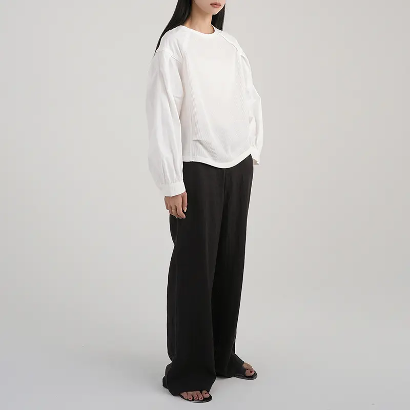 Novo 2023 Verão moda preto e branco T-shirt estilo japonês patchwork blusa plus size
