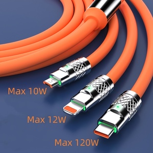 MFI fabrika 3 in 1 Bold 120w hızlı şarj olan Usb kablosu renkli tip c mikro kalın kablo iphone 14 13 12 11 Android - Product Image 4
