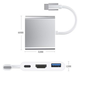 איכות סופר 3in1 סיומת ממיר סוג 3 ב <span class=keywords><strong>1</strong></span> usb c <span class=keywords><strong>hub</strong></span> עם hd mi hdtv + usb 3.0 + USB-C 3 יציאת pd - Product Image 2