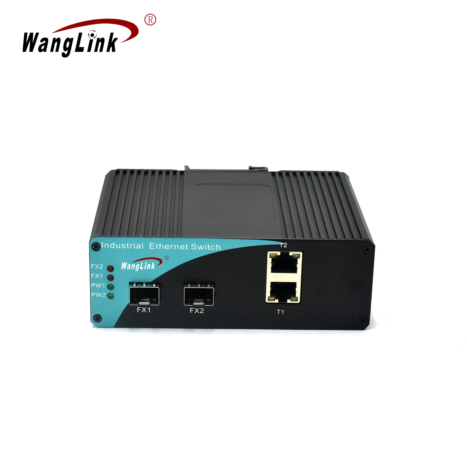 Convertidor de medios industriales Wanglink 2 * fibra SC con puerto Ethernet de 2*10/100M interruptor de fibra óptica con conversión de medios de carril DIN