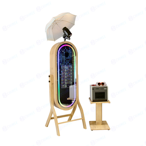 Events Mirror Photobooth Retro Wood Photo Booth with Camera/Printer/<strong>Software</strong>/21.5 Touch Screen Wooden Selfie Photo Booth Machine - Product Image 1