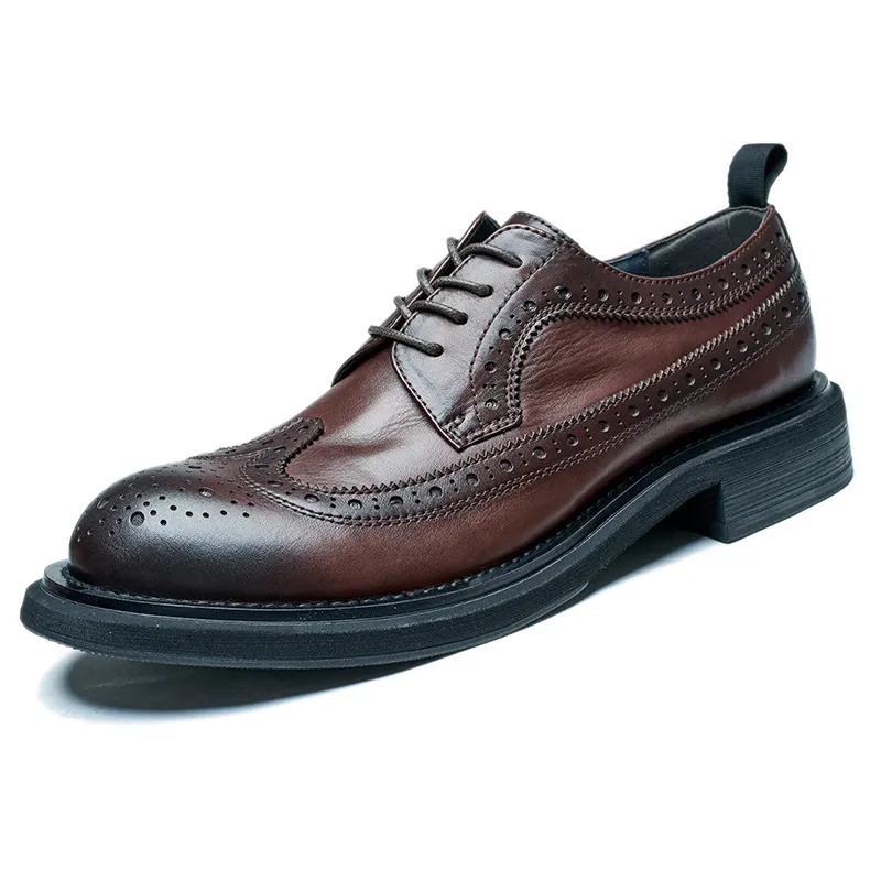 Solas de borracha masculinas, vestimenta de negócios, sapatos oxford de couro para homens