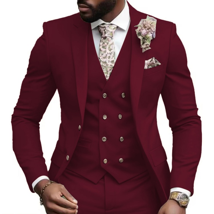 Vin rouge (Veste+Gilet+Pantalon)