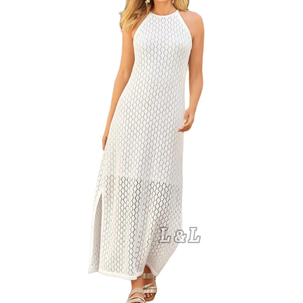 Lingda-vestido de algodón Crochet para mujer, moda de verano