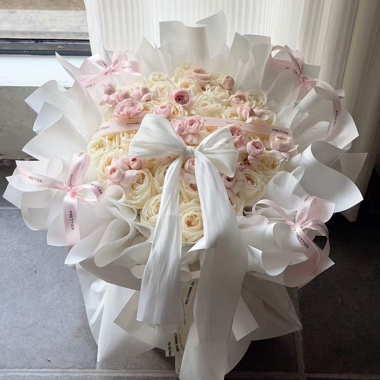 soft cloud kiss-hug bucket-52 mixed flowers