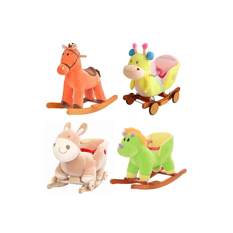 China hot sale cute plush rocking horse for baby learning to walk riding toy