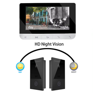 Sistema de intercomunicación de seguridad para el hogar con pantalla de 720p y 7 pulgadas con timbre de vídeo y cámara, Kit de 2 puertas con cable para Villa - Product Image 3