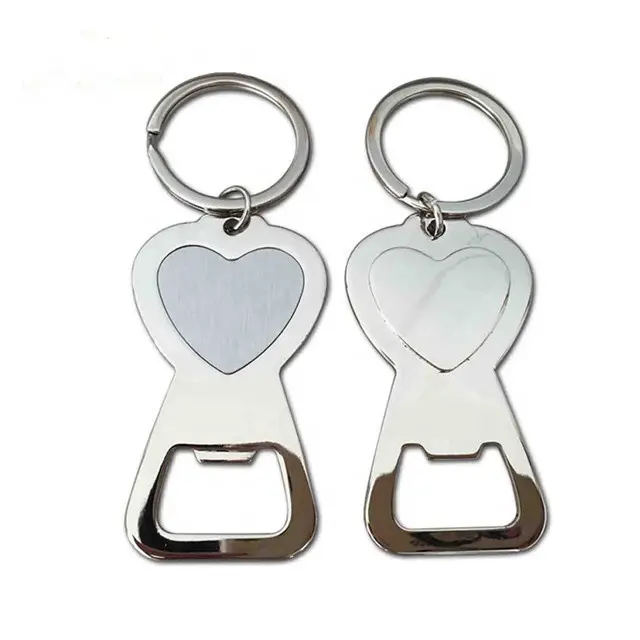 Wedding Decorative Blank Beer Bottle Opener Key Chain Custom Made Stainless Steel Beer Wine Bottle openers Cute Key Ring Holders