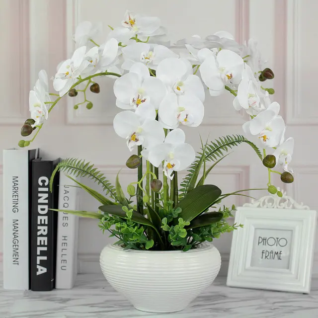 Producto en oferta, orquídea Artificial de aspecto Natural, flores Phalaenopsis, planta en maceta