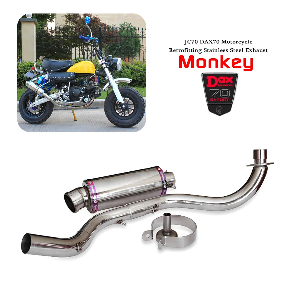 Silenciador de escape Mini Monkey motocicleta JC70 DAX70 motocicleta retroadaptación tubo de escape de acero inoxidable retroadaptación Universal