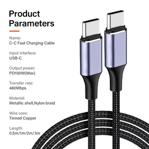สายชาร์จเร็ว Pd 100W สาย USB Type C สำหรับโทรศัพท์มือถือเครื่องชาร์จข้อมูล3.0 QC 1/2/3M สำหรับอุปกรณ์ iOS - Product Image 4