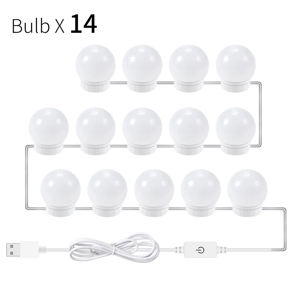 14 Stück LED-Lampen Lampen Smart Led Glühbirne USB-Licht Make-up Tischs piegel Glühbirnen