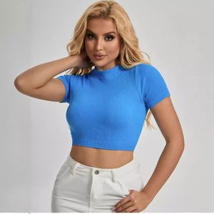 Chất Lượng Cao Phổ Biến Của Phụ Nữ Cây Trồng <span class=keywords><strong>Tops</strong></span> Phụ Nữ Áo Rắn Đồng Bằng Crop Top Áo Sơ Mi Cắt T Áo Sơ Mi Phòng Tập Thể Dục Thể Thao T Áo Sơ Mi - Product Image 3