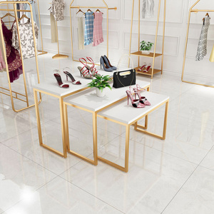 Boutique Store Design <strong>Nested</strong> <strong>End</strong> <strong>Table</strong> Set Clothes Rack Shop Fitting Gold Garment Rack Nesting Display <strong>Table</strong> - Product Image 1