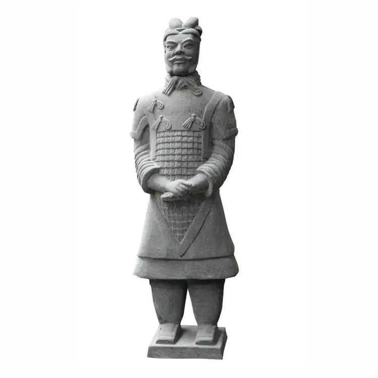 Antike Alte Chinesische Soldat Statue Life Größe Granit Kalkstein Terrakotta Krieger Skulptur